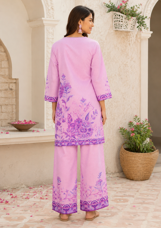 Lavender Classy Printed Co-Ord Set