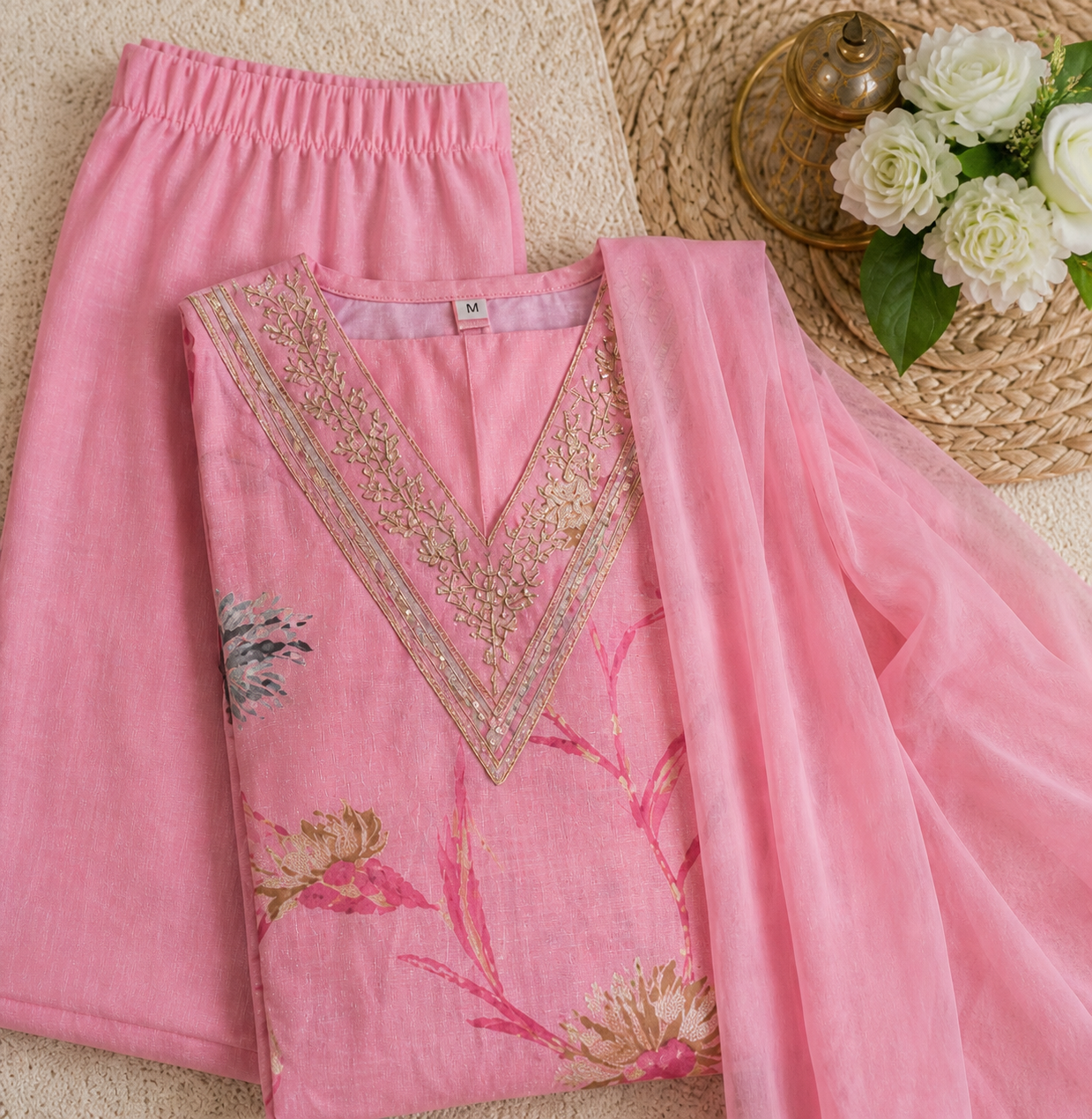 Soft Pink Floral Suit Set