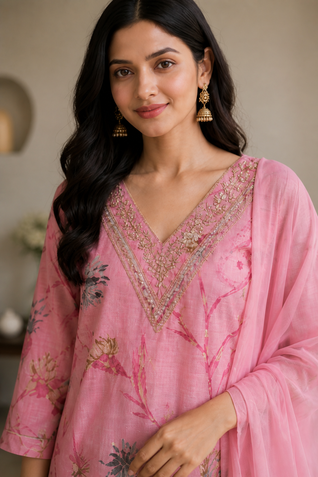 Soft Pink Floral Suit Set