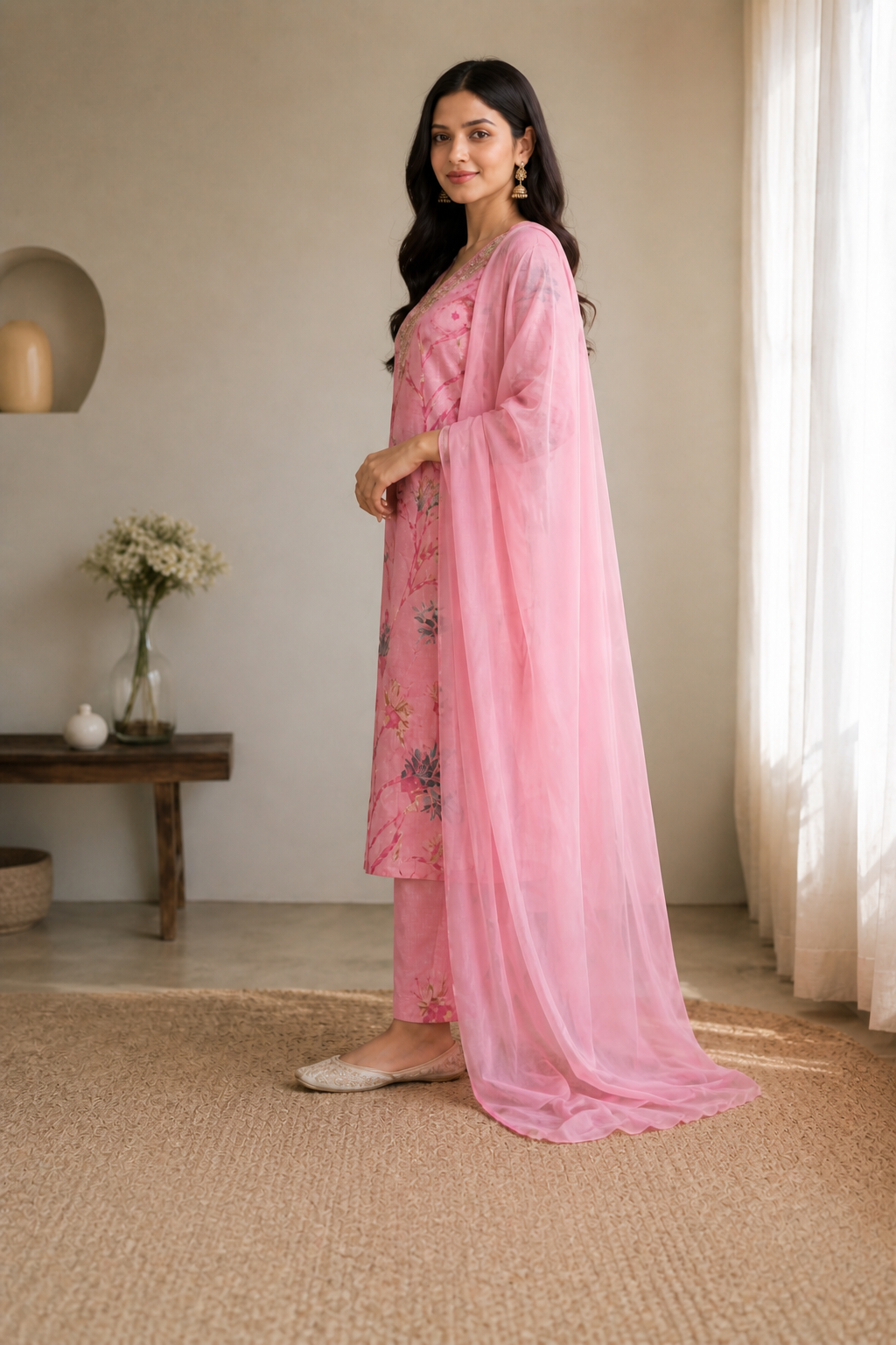 Soft Pink Floral Suit Set