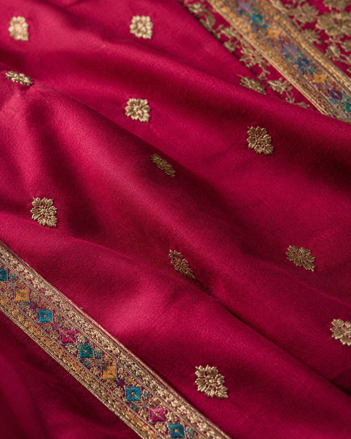 Premium Magenta Chinon Silk Embroidered Kurta Palazzo Set with Dupatta
