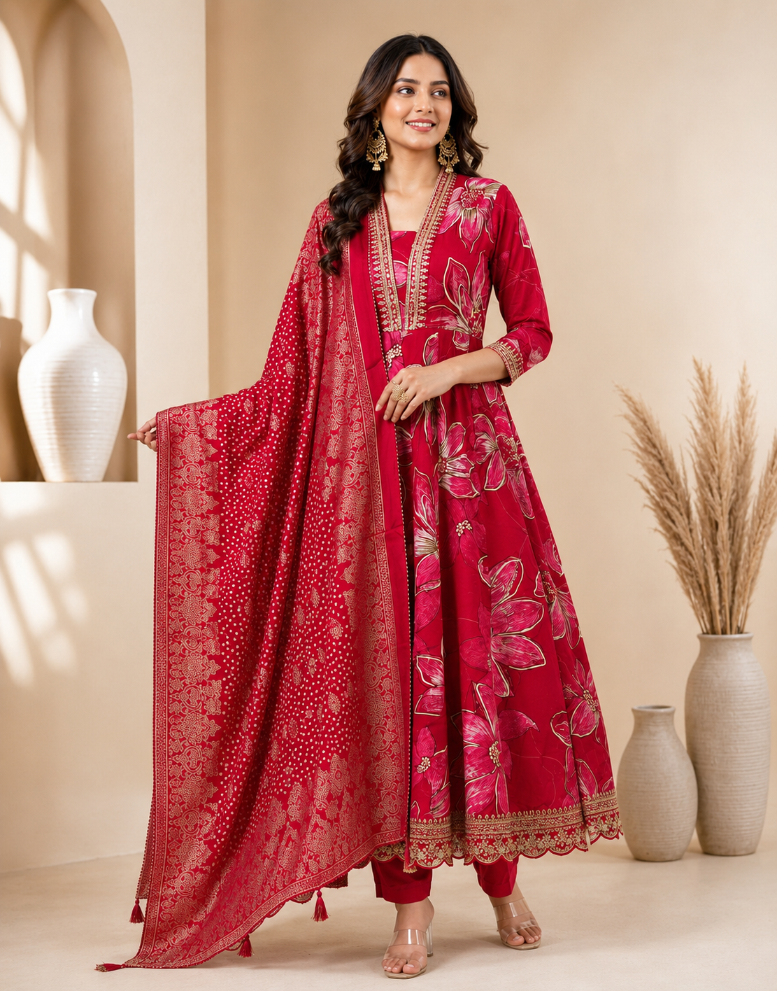 Royal Rayon Cotton Anarkali Suit Set