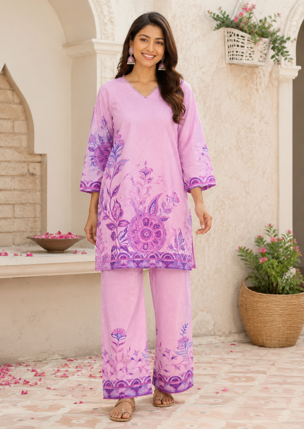 Lavender Classy Printed Co-Ord Set