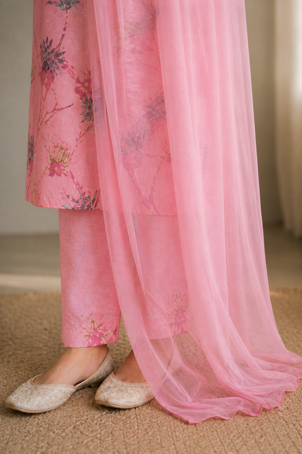 Soft Pink Floral Suit Set